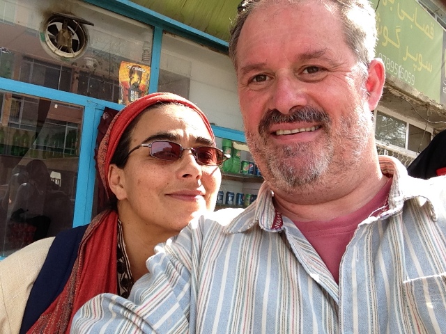Selfie of John & Hassina on the streets of Kabul